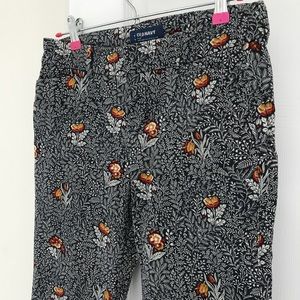 Blue Floral Skinny Ankle Length Pants